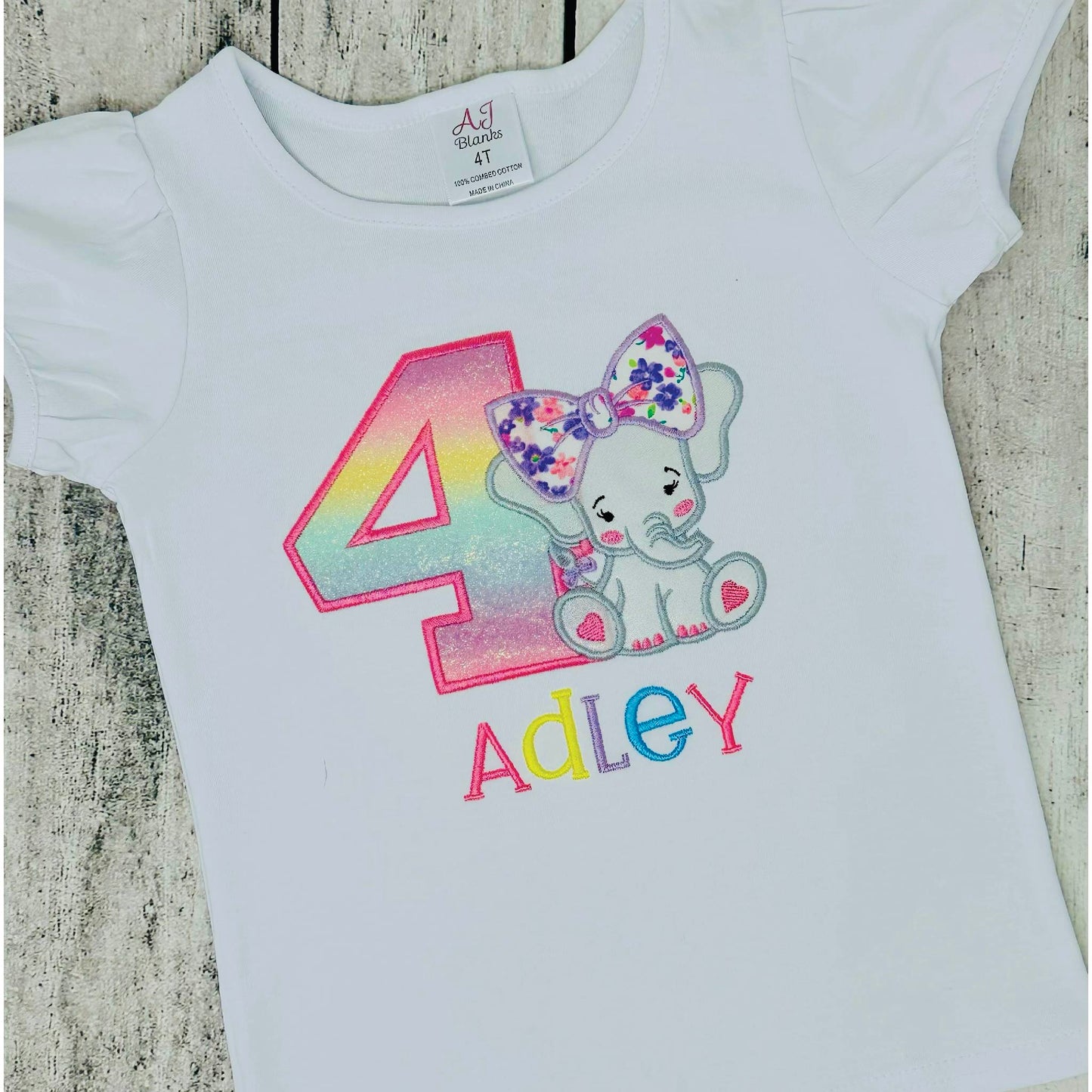 Birthday Elephant Shirt With Age and Name