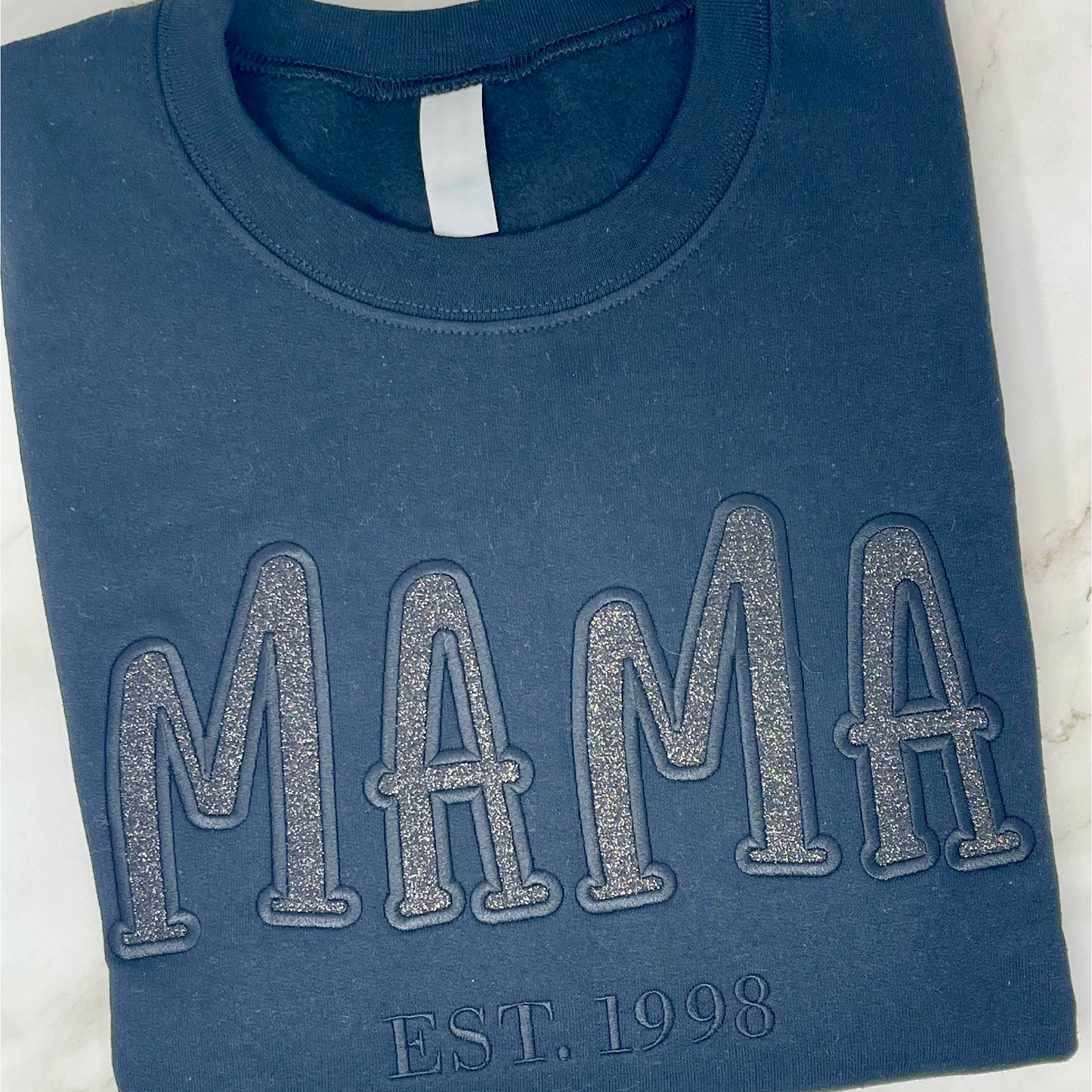 Embroidered Mama Sweater with Glitter Vinyl – Custom Cozy Crewneck or Hoodie