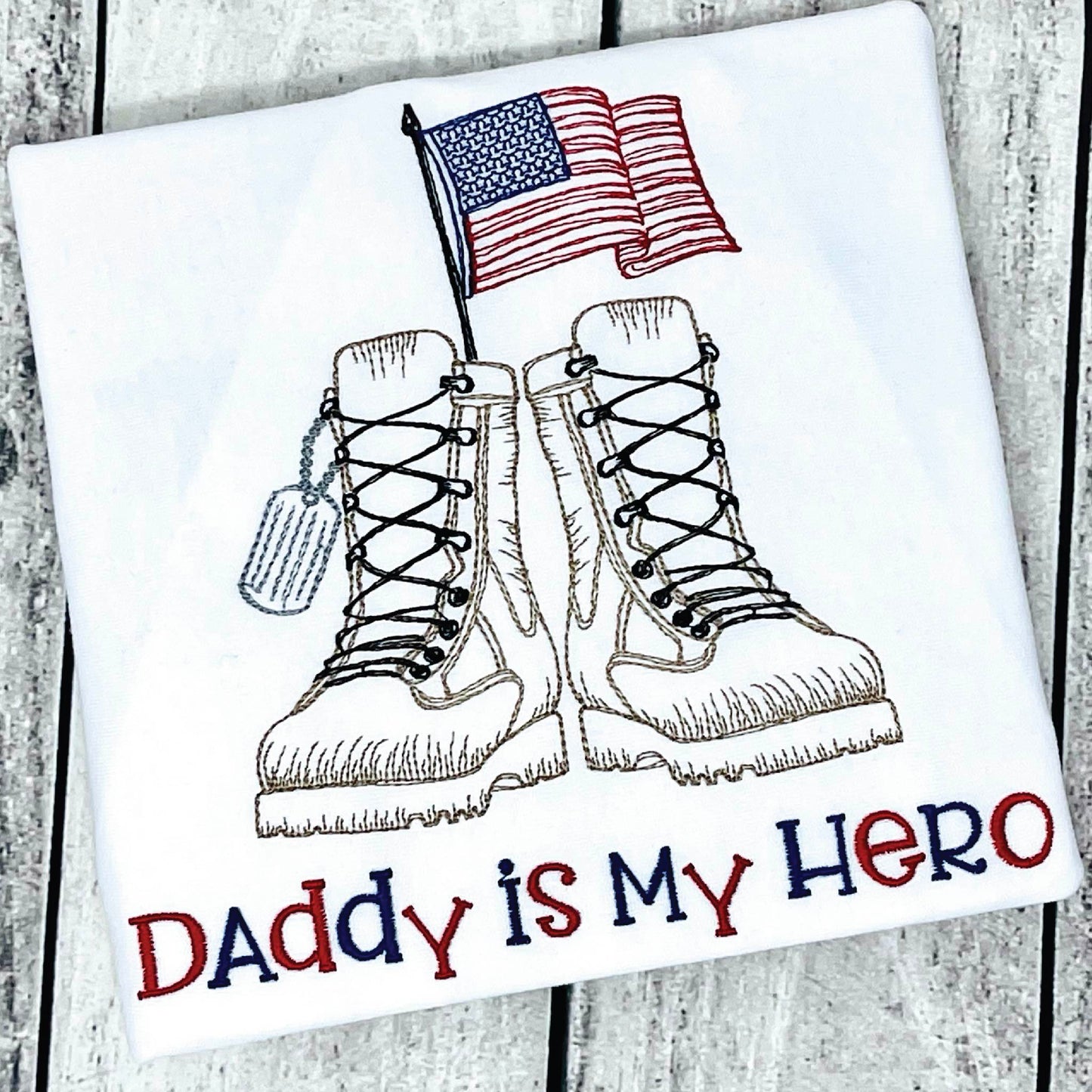 Daddy Is My Hero Military Shirt – Custom Name Kids Patriotic Tee