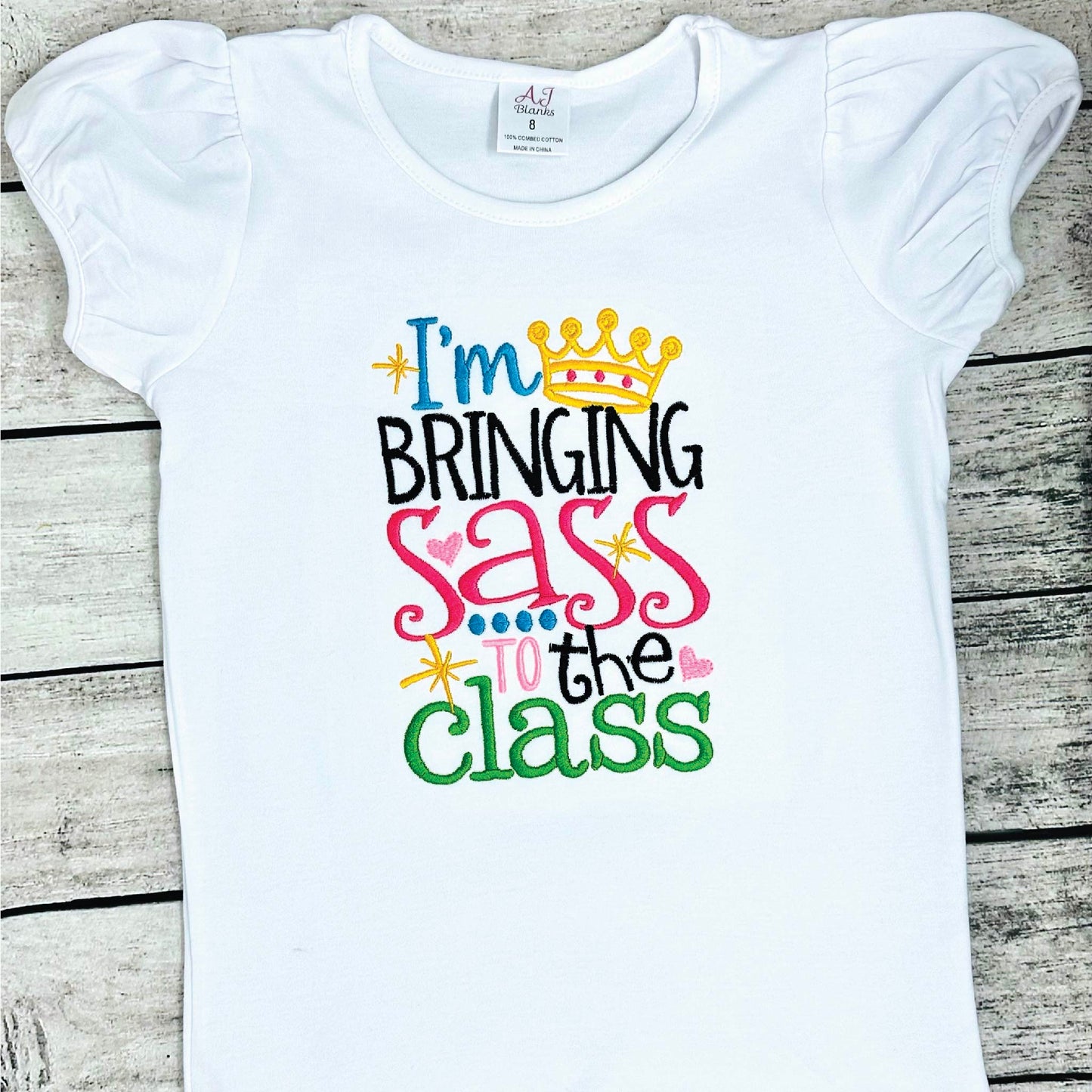 I’m Bringing Sass to the Class Back to School Shirt – Custom Name Kids Tee