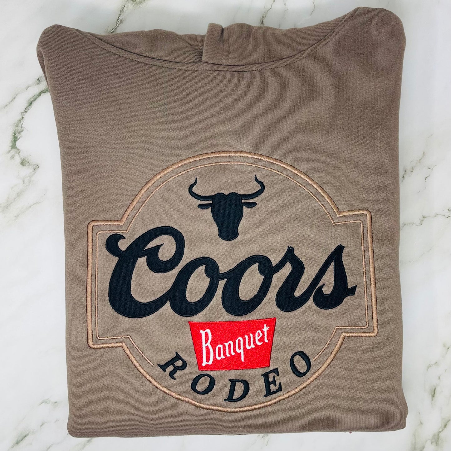 Coors Banquet Rodeo Embroidered Sweater – Custom Beer Logo Crewneck or Hoodie