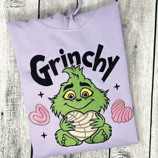 Grinchy Embroidered Hoodie – Funny Christmas Sweatshirt for Holiday Vibes