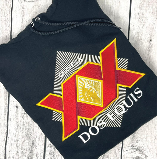 Dos Equis Beer Logo Embroidered Sweater – Hoodie or Crewneck