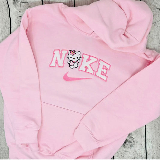 Hello Kitty Embroidered Nike-Inspired Sweater – Cute Streetwear Hoodie or Crewneck