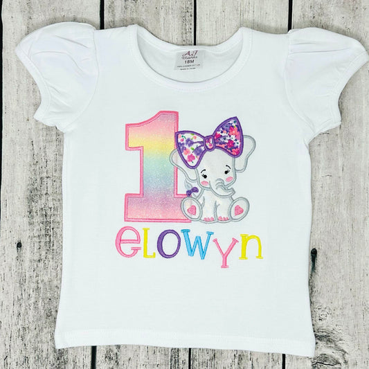 Birthday Elephant Shirt With Age and Name