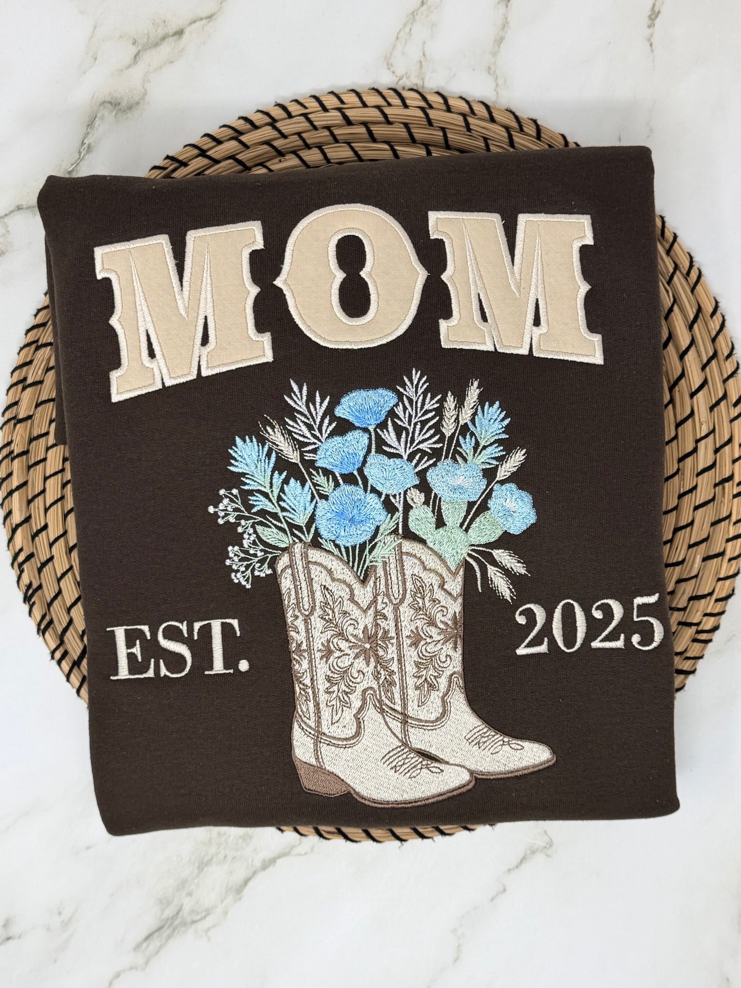 Cowgirl Mama Embroidered Crewneck Sweatshirt | Western Mom Pullover