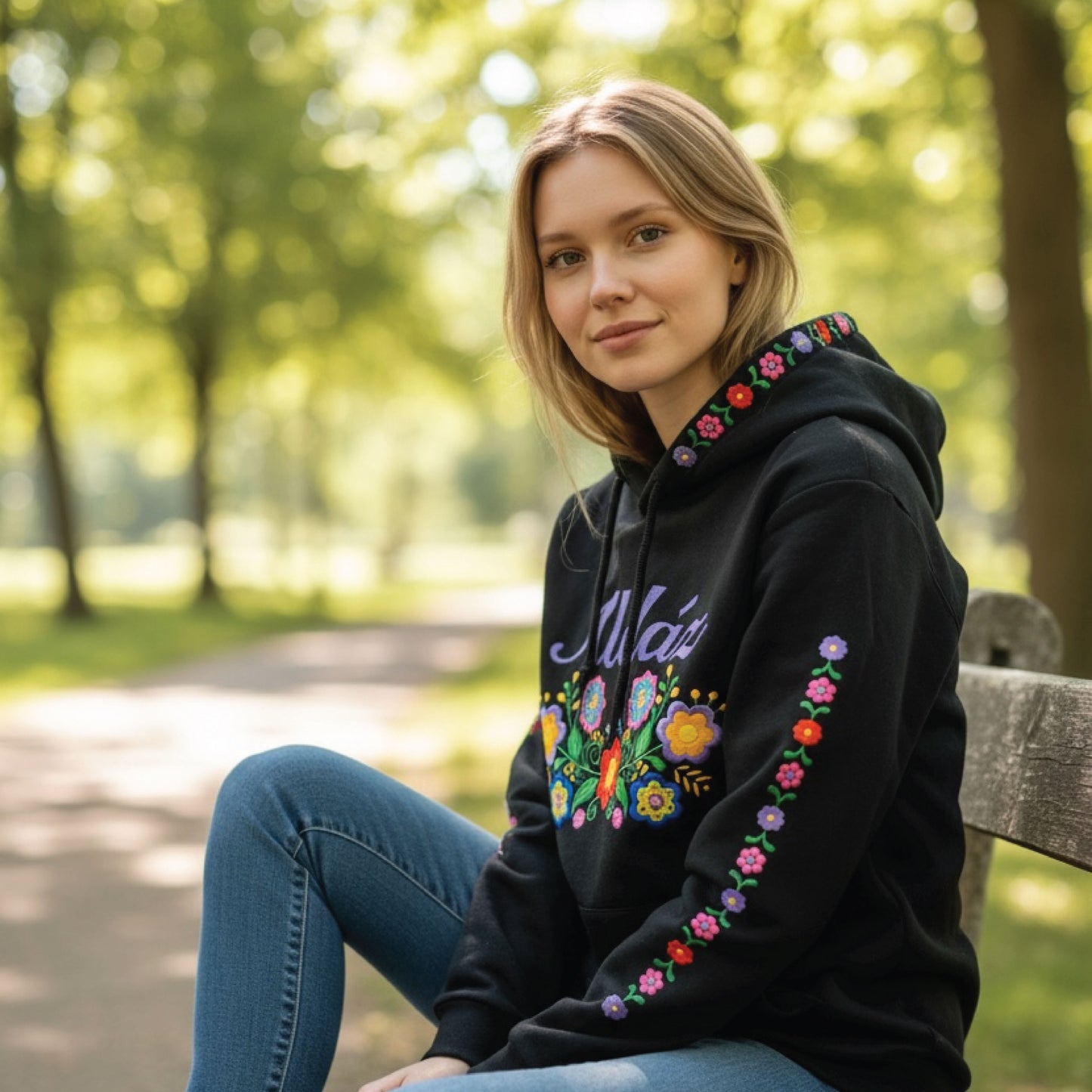 Custom Mexican Floral Embroidered Sweater – Personalized Last Name Hoodie, Mexican Sweatshirt