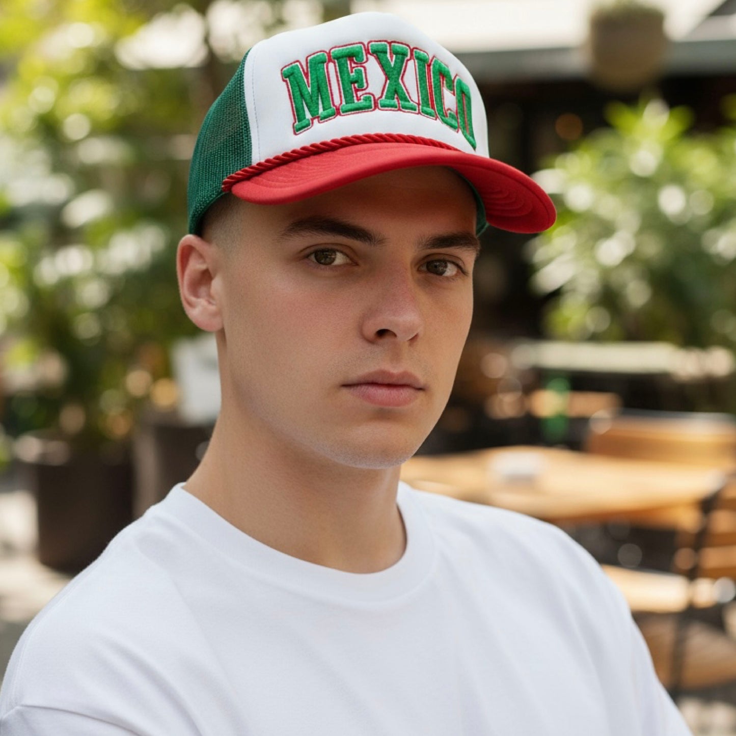Mexico 3D Puff Tri-Color Sponge Trucker Hat | Embroidered Snapback Cap