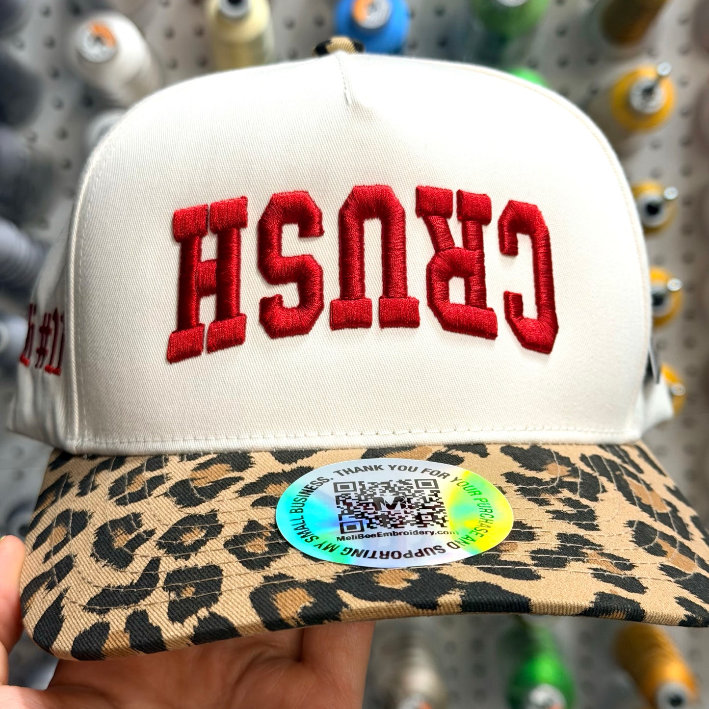 Custom Puff Embroidery Hat | Leopard Print Women's Snapback