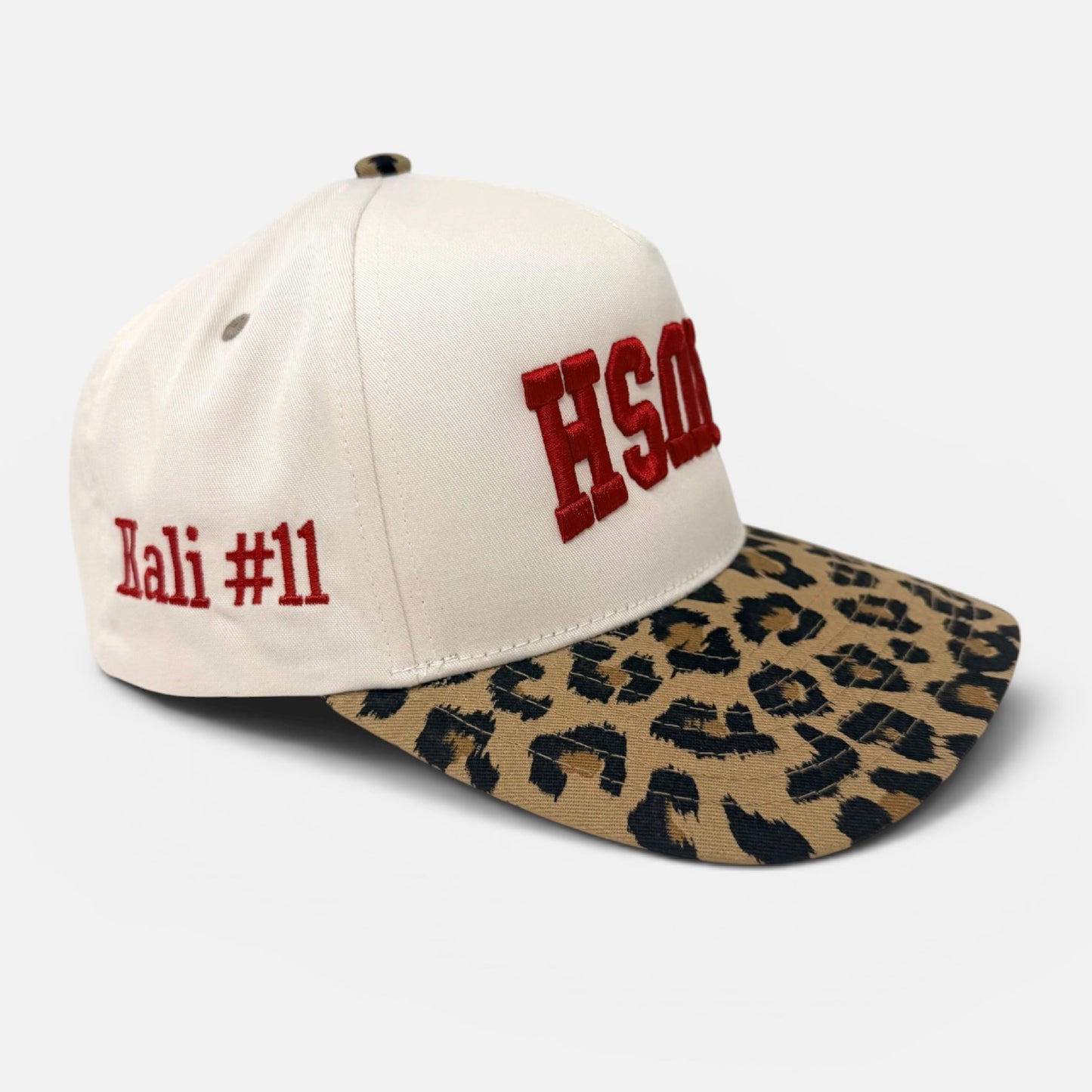 Custom Puff Embroidery Hat | Leopard Print Women's Snapback