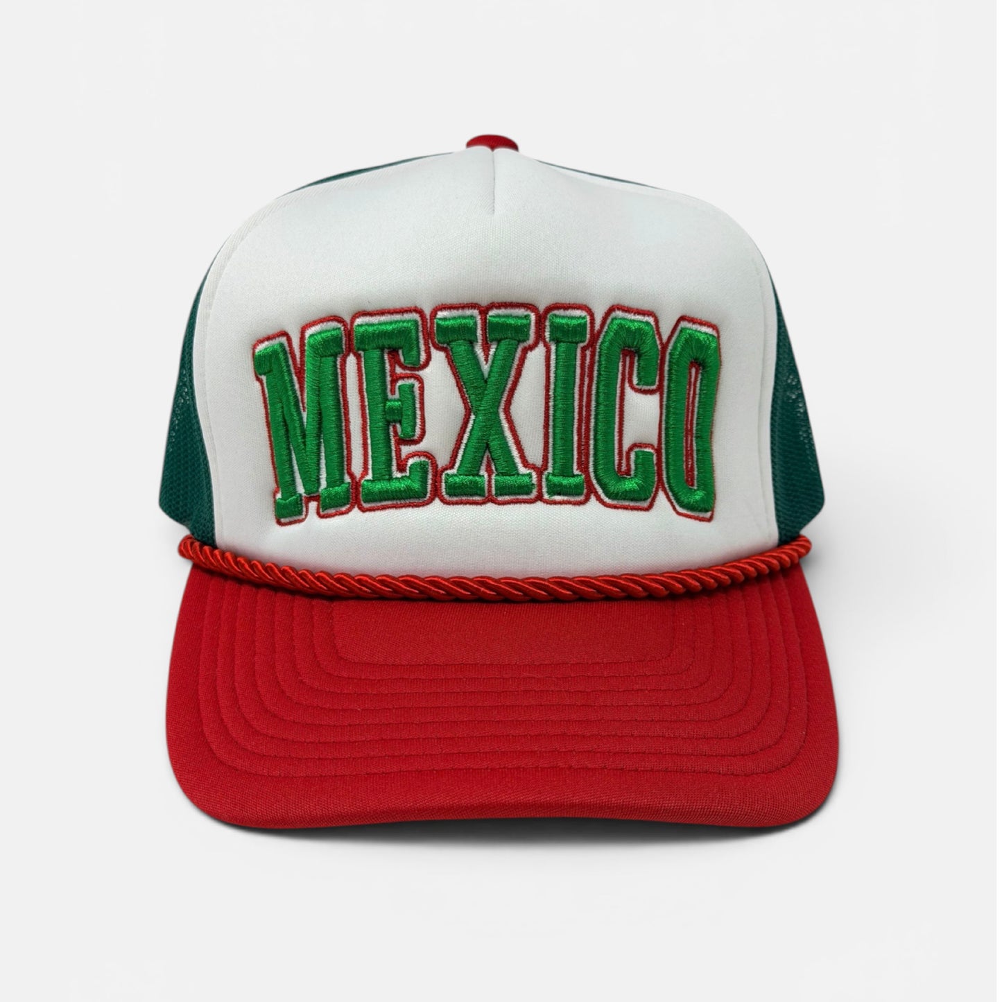 Mexico 3D Puff Tri-Color Sponge Trucker Hat | Embroidered Snapback Cap