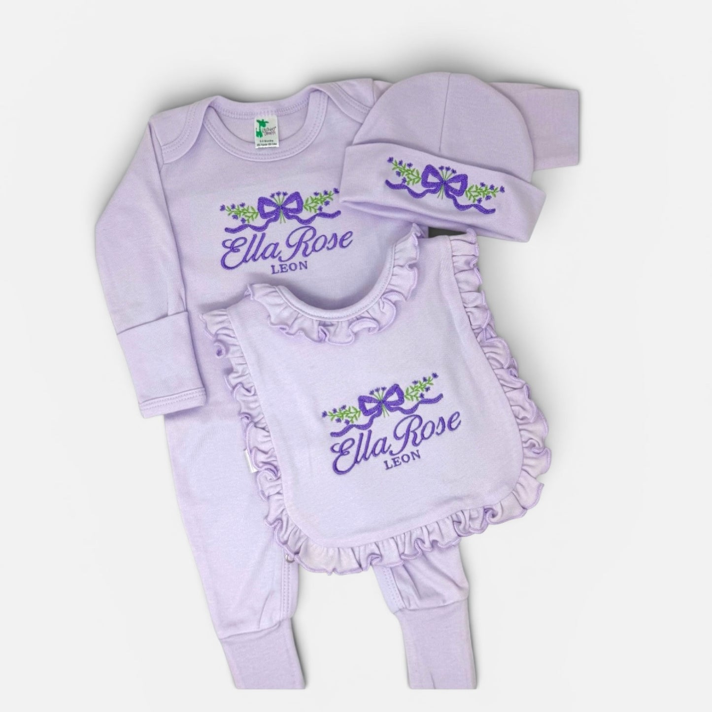 Personalized Newborn Coming Home Outfit | Embroidered Baby Name Set