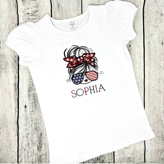 All American Girl Shirt – Custom Name Patriotic Tee