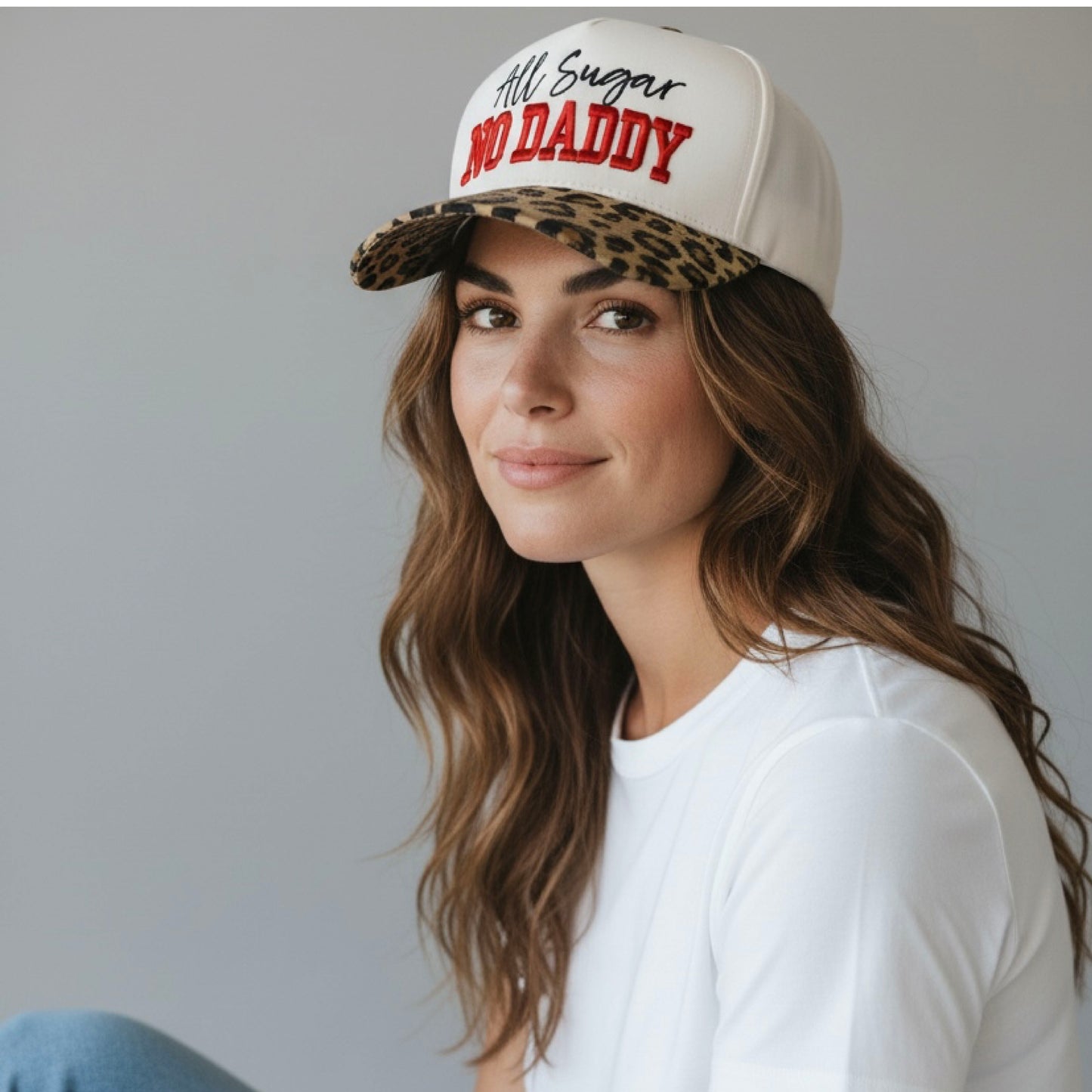 All Sugar No Daddy Hat | Leopard Print Embroidered 3D Cap