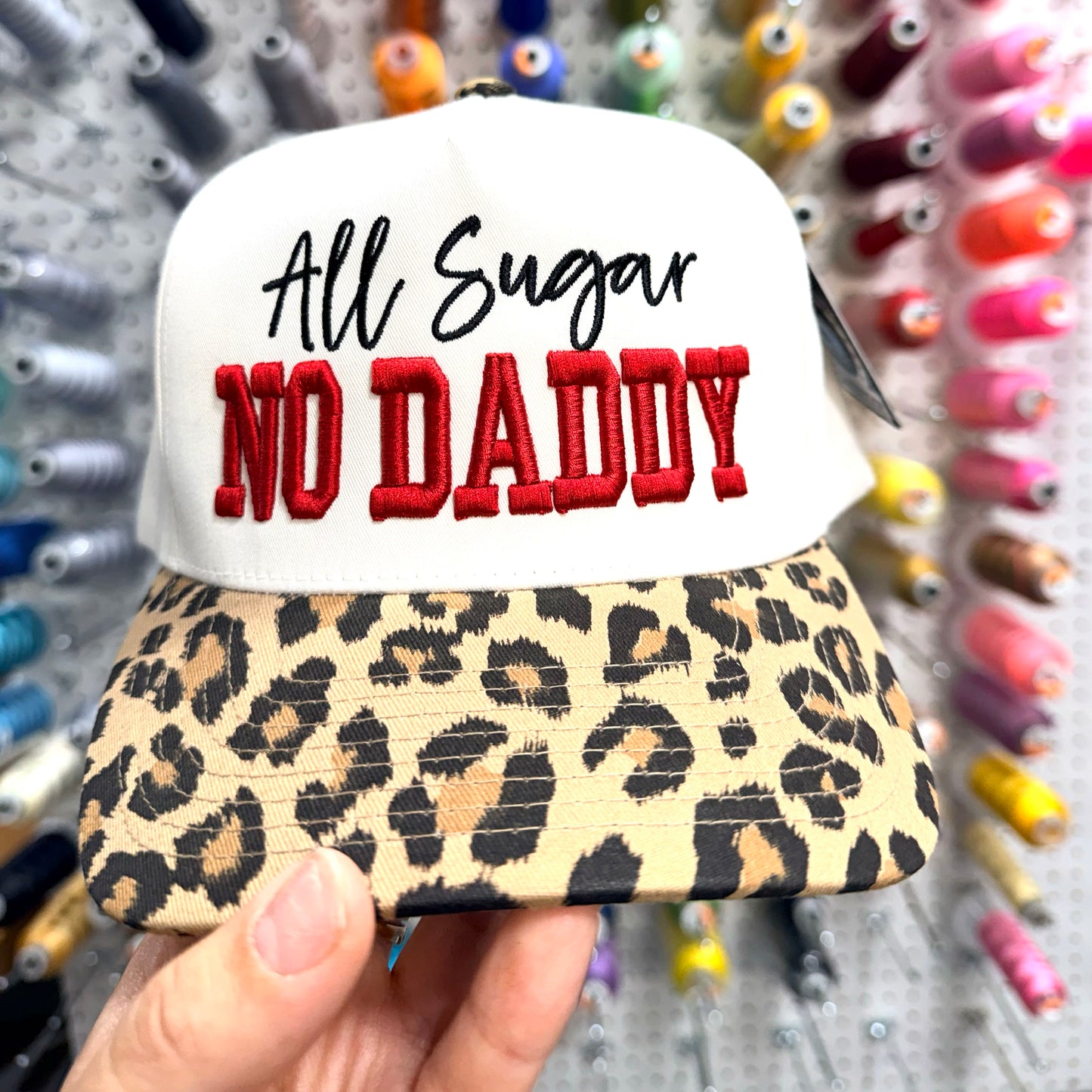 All Sugar No Daddy Hat | Leopard Print Embroidered 3D Cap