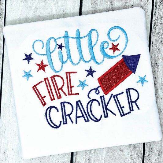 Little Firecracker 4th of July Shirt – Custom Name Patriotic Kids Tee