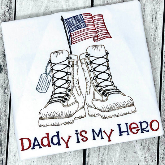 Daddy Is My Hero Military Shirt – Custom Name Kids Patriotic Tee