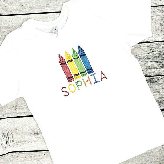 Back to School Crayola Shirt – Custom Embroidered with Kid’s Name