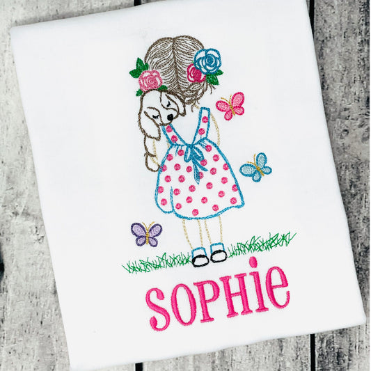 Girls Best Friend Dog Lover Custom Embroidered Shirt – Personalized Pet Lover Tee