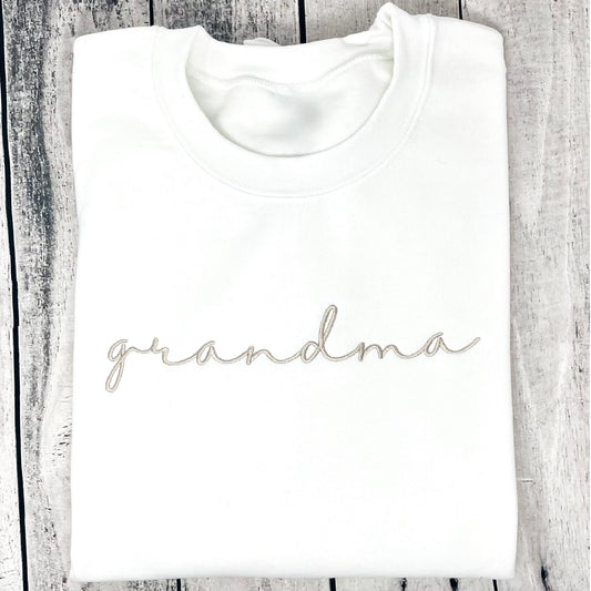 Embroidered Grandma Sweater – Personalized Gift with Grandkids’ Names