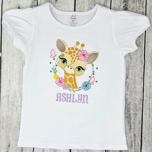 Giraffe Shirt With Kid's Name