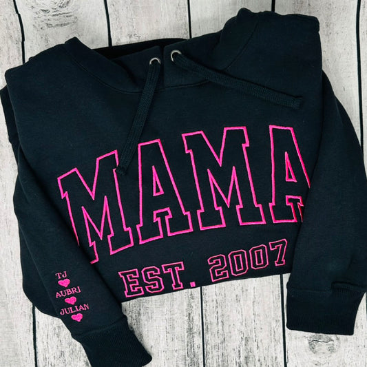 Embroidered Mama Sweater with Established Year – Personalized with Kids’ Names (Up to 5)