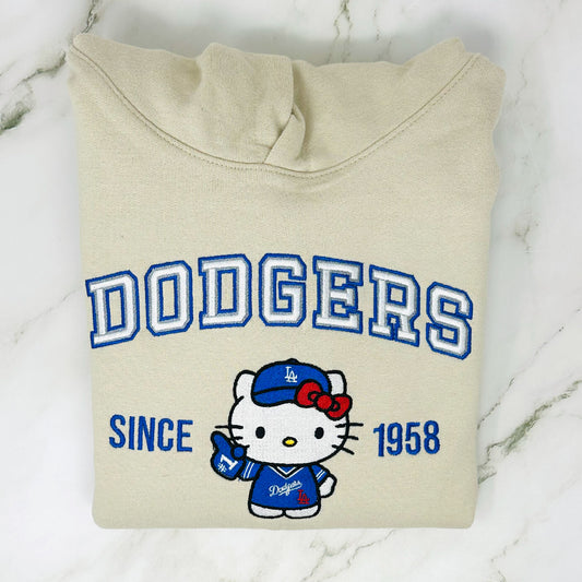 Hello Kitty Dodgers Embroidered Sweater – Crewneck or Hoodie